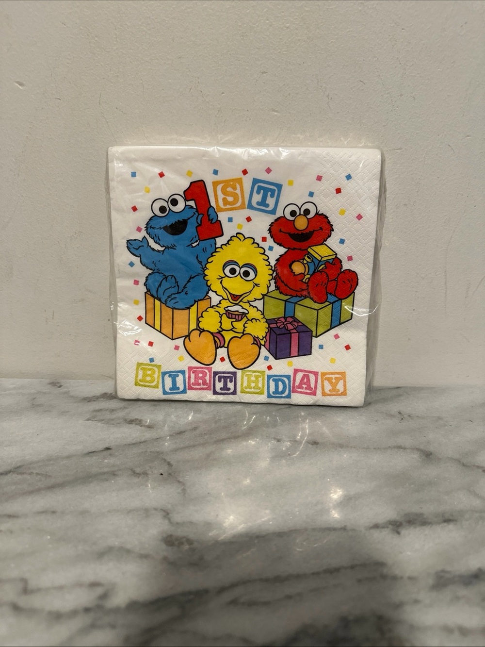 Vintage Sesame Street 1st Birthday Party Napkins - White NEW